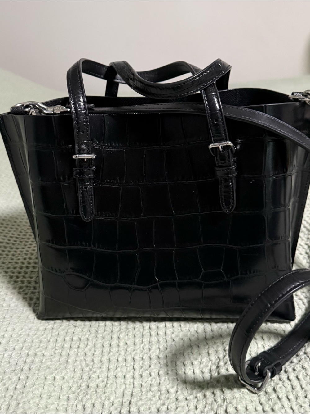 COACH Black Croc Embossed Mollie Tote Bag
25 with straps - Picture 8 of 14